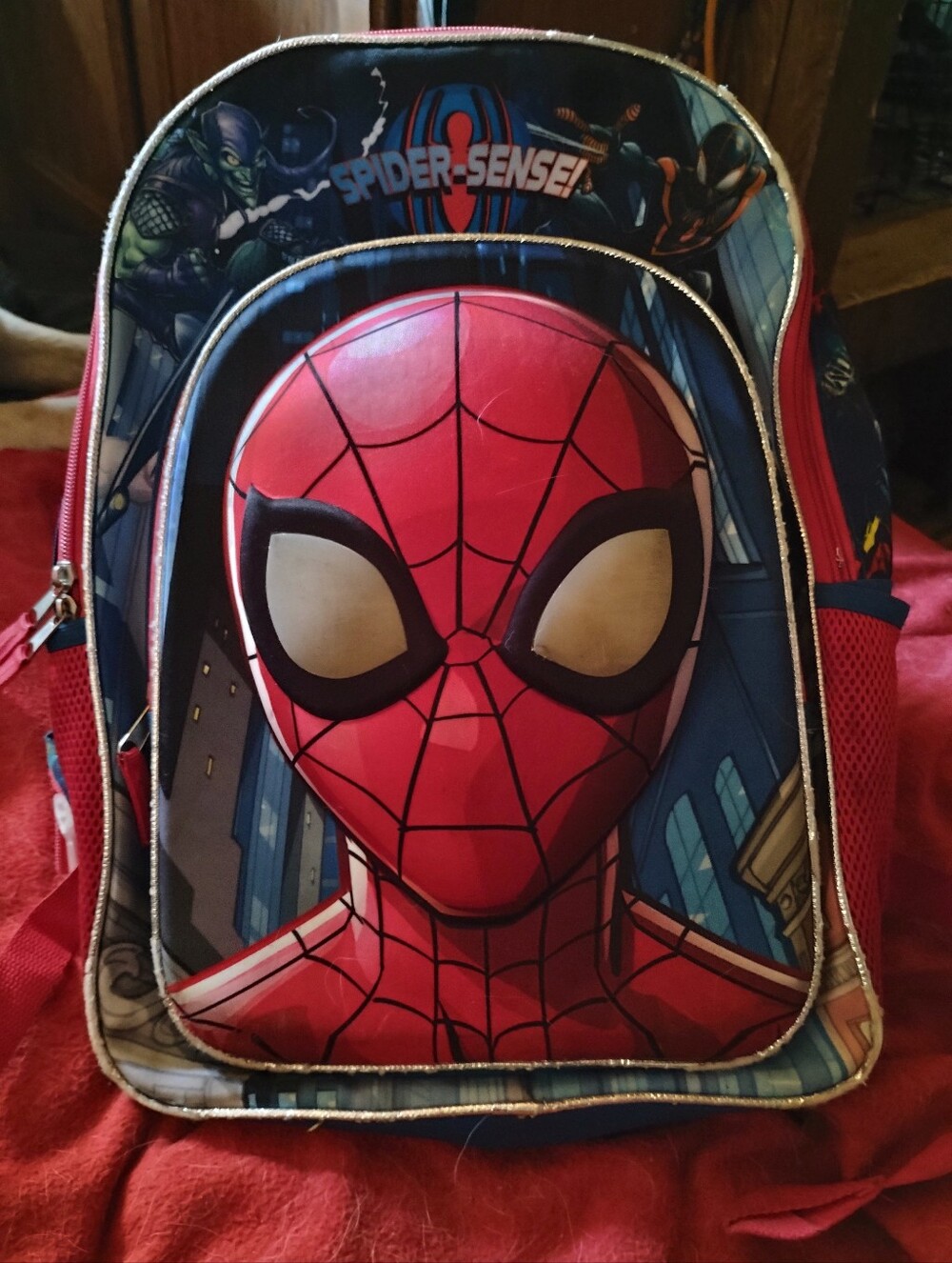 Bioworld Marvel Spiderman Bookbag Backpack Light Up Eyes & Free Lot Kids Clothes